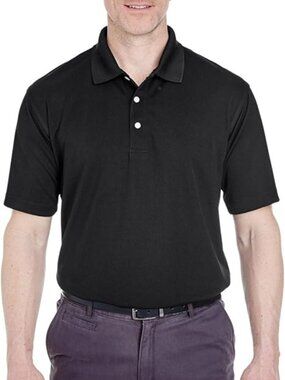 NEW Ultraclub Men’s Black Performance Polo Shirt